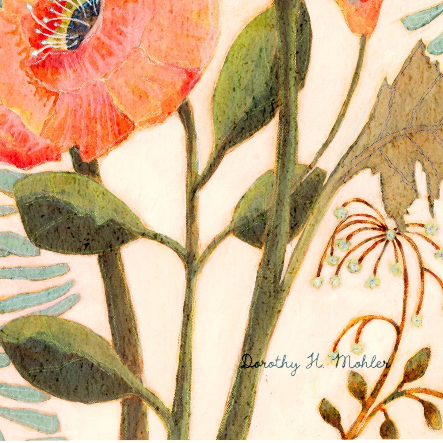 The Poppy Garden – Botanical Wall Art, Poppies and Ferns, Warm Earthy Floral Print
