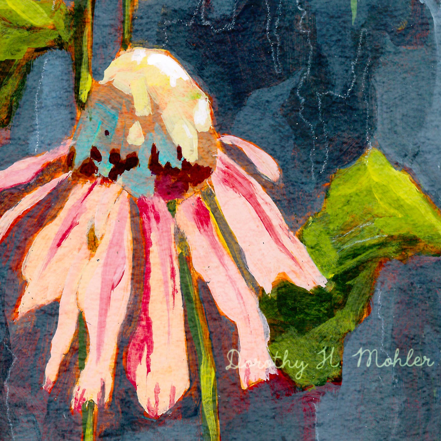 Flowers at Dawn – Botanical Wall Art, Fine Art, Coneflowers and Trees