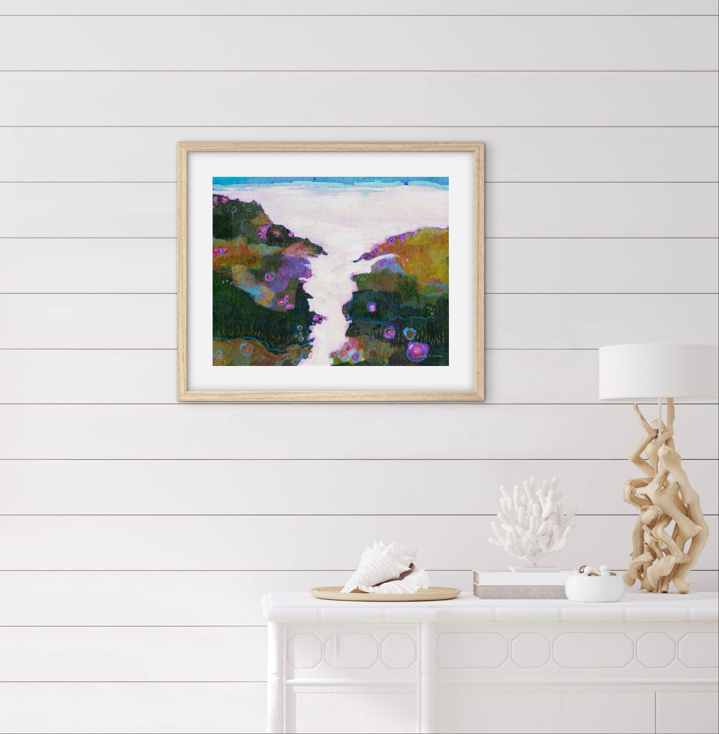 Coastal Path in Lavender — Abstract Coastal Landscape Art Print