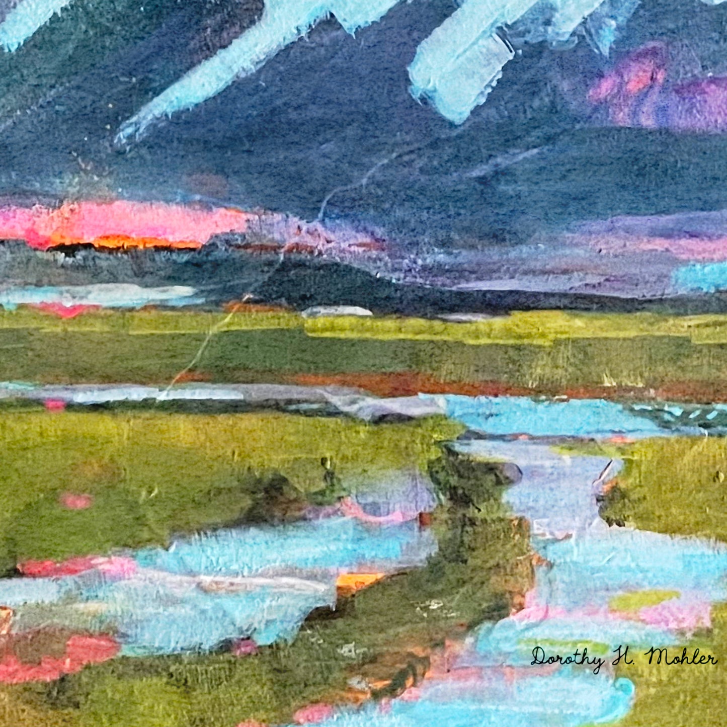 Marsh at Dusk - Contemporary Landscape, Trees, Marsh and Wetlands