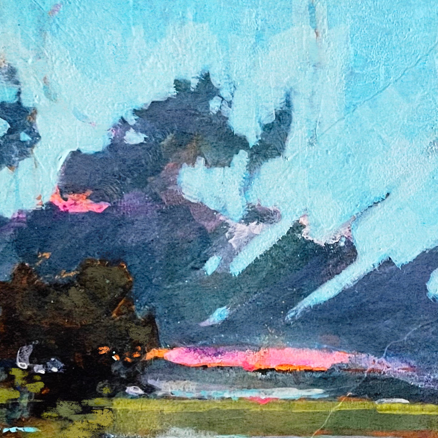 Marsh at Dusk - Contemporary Landscape, Trees, Marsh and Wetlands
