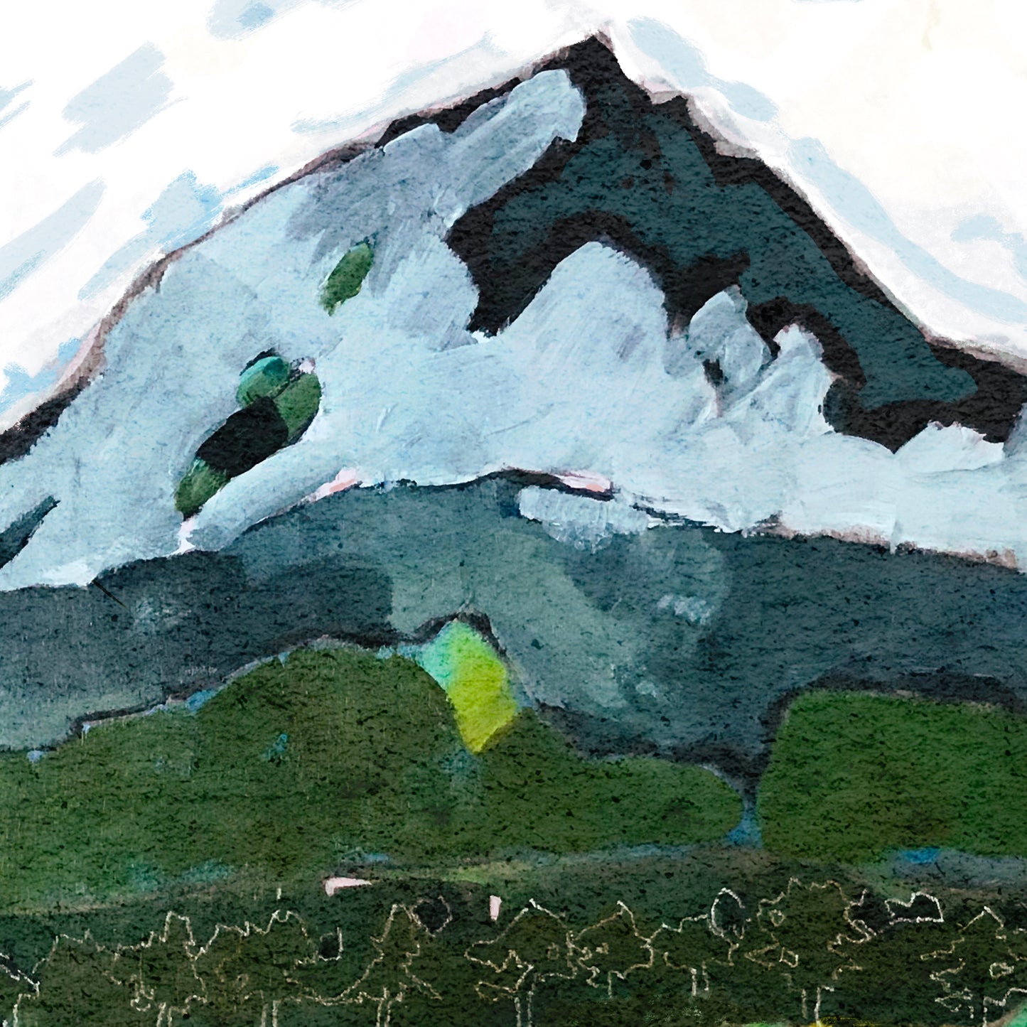 Oregon Valley - Contemporary Landscape Art - Mountains, Valley and Trees