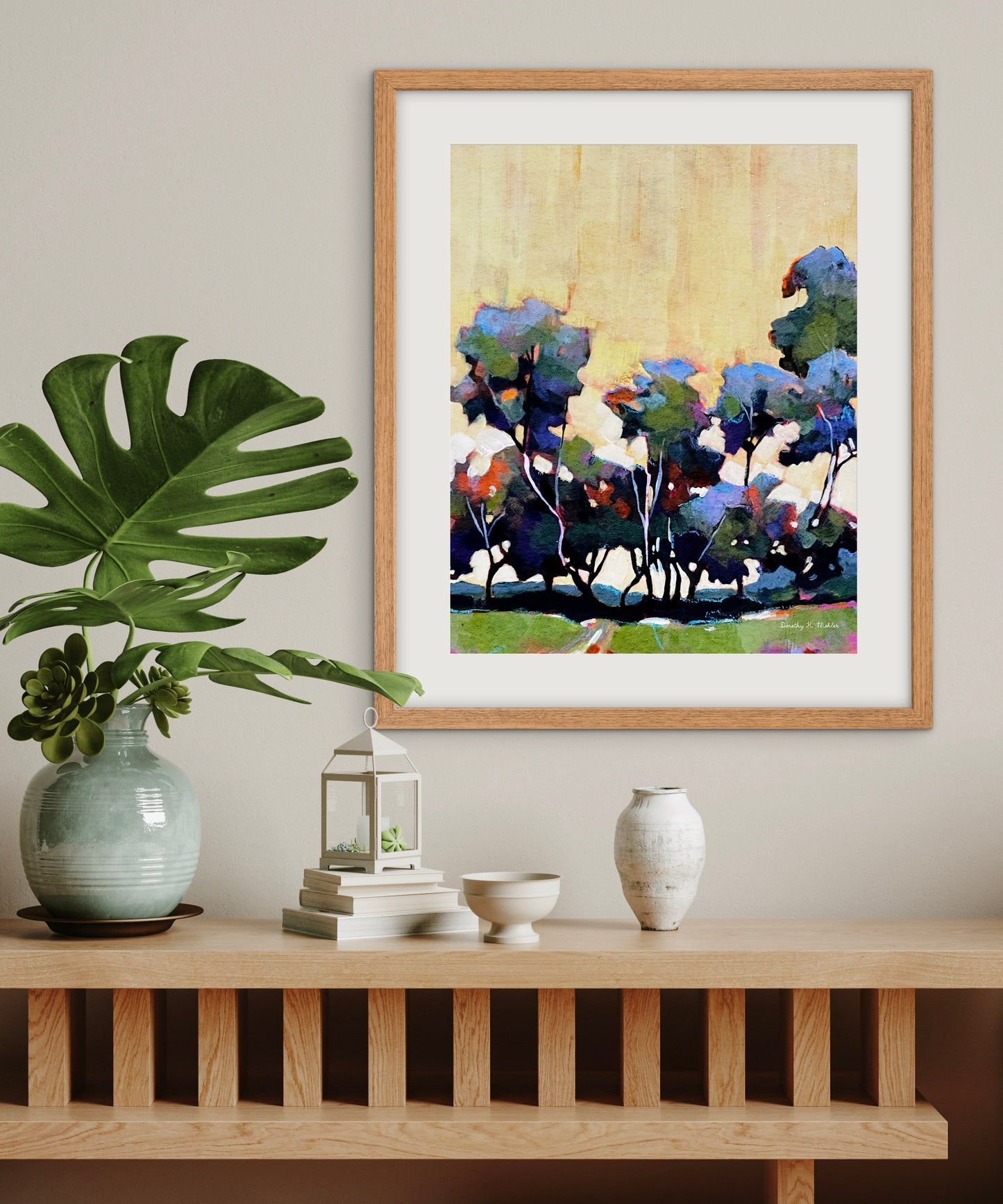 Trees at Golden Hour - Contemporary Landscape Print of Trees