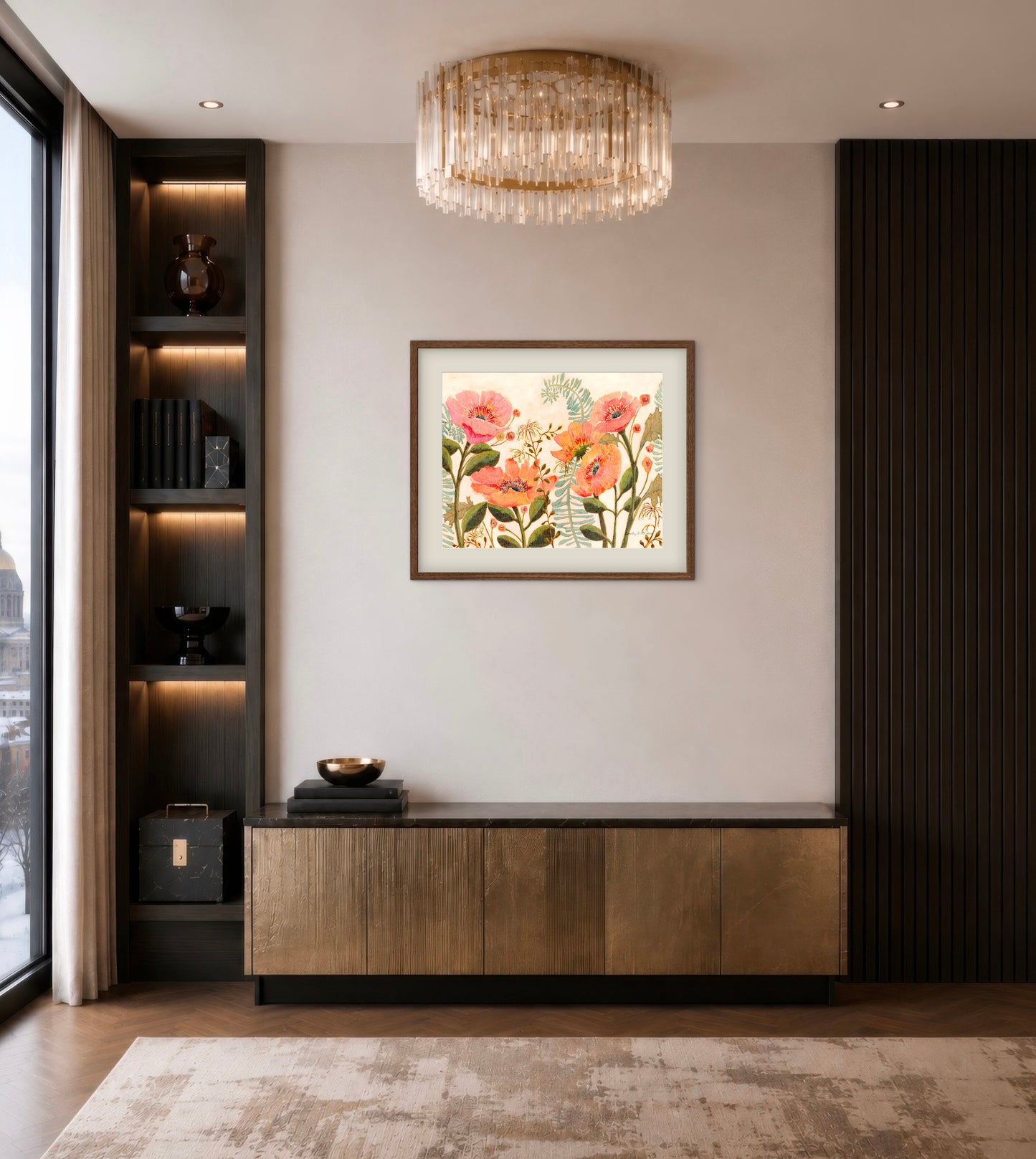 The Poppy Garden – Botanical Wall Art, Poppies and Ferns, Warm Earthy Floral Print