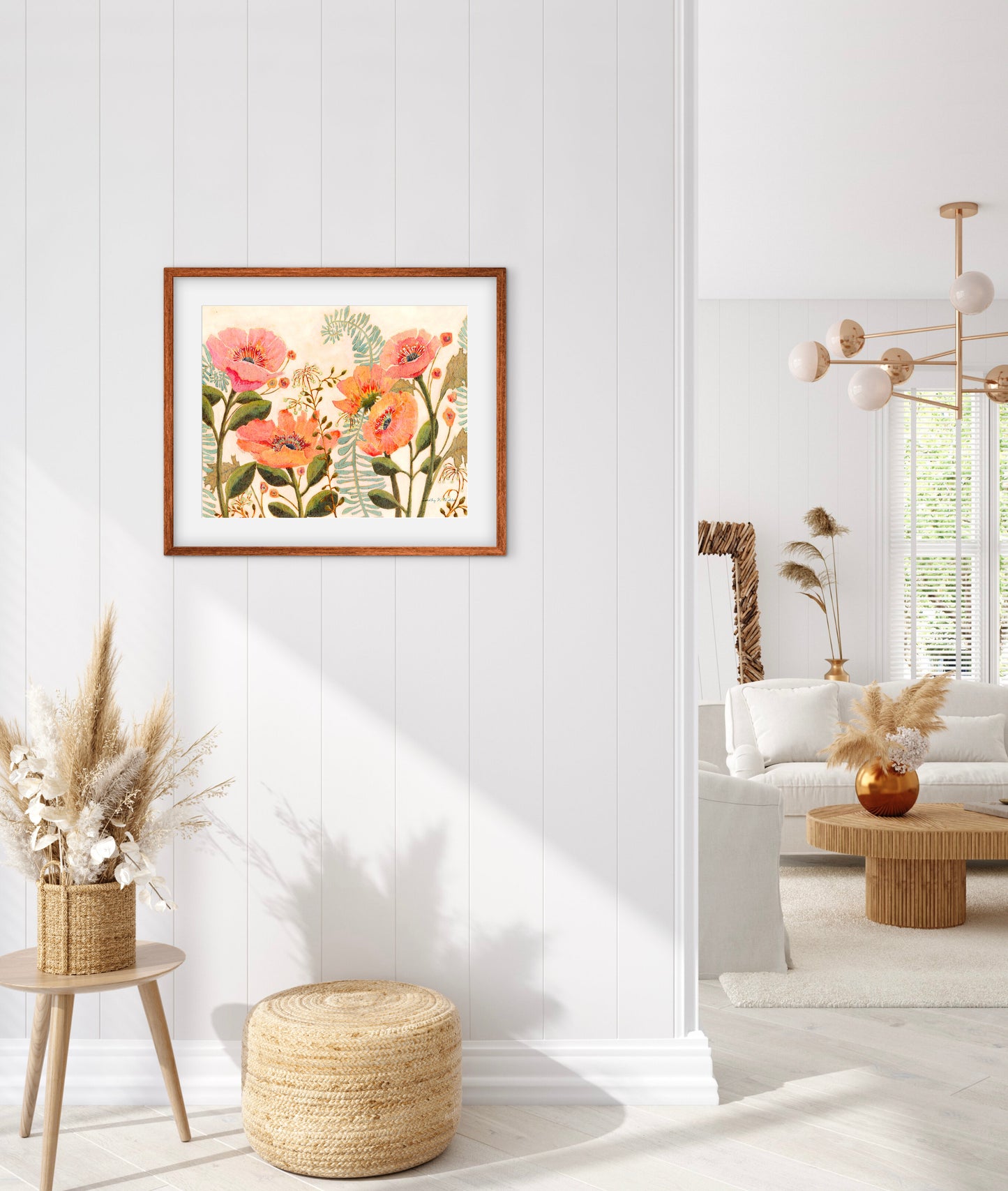 The Poppy Garden – Botanical Wall Art, Poppies and Ferns, Warm Earthy Floral Print