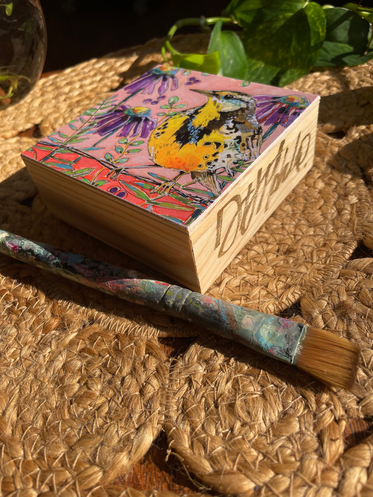 Western Meadowlark Wood Block Print | Western Meadowlark Wall Art