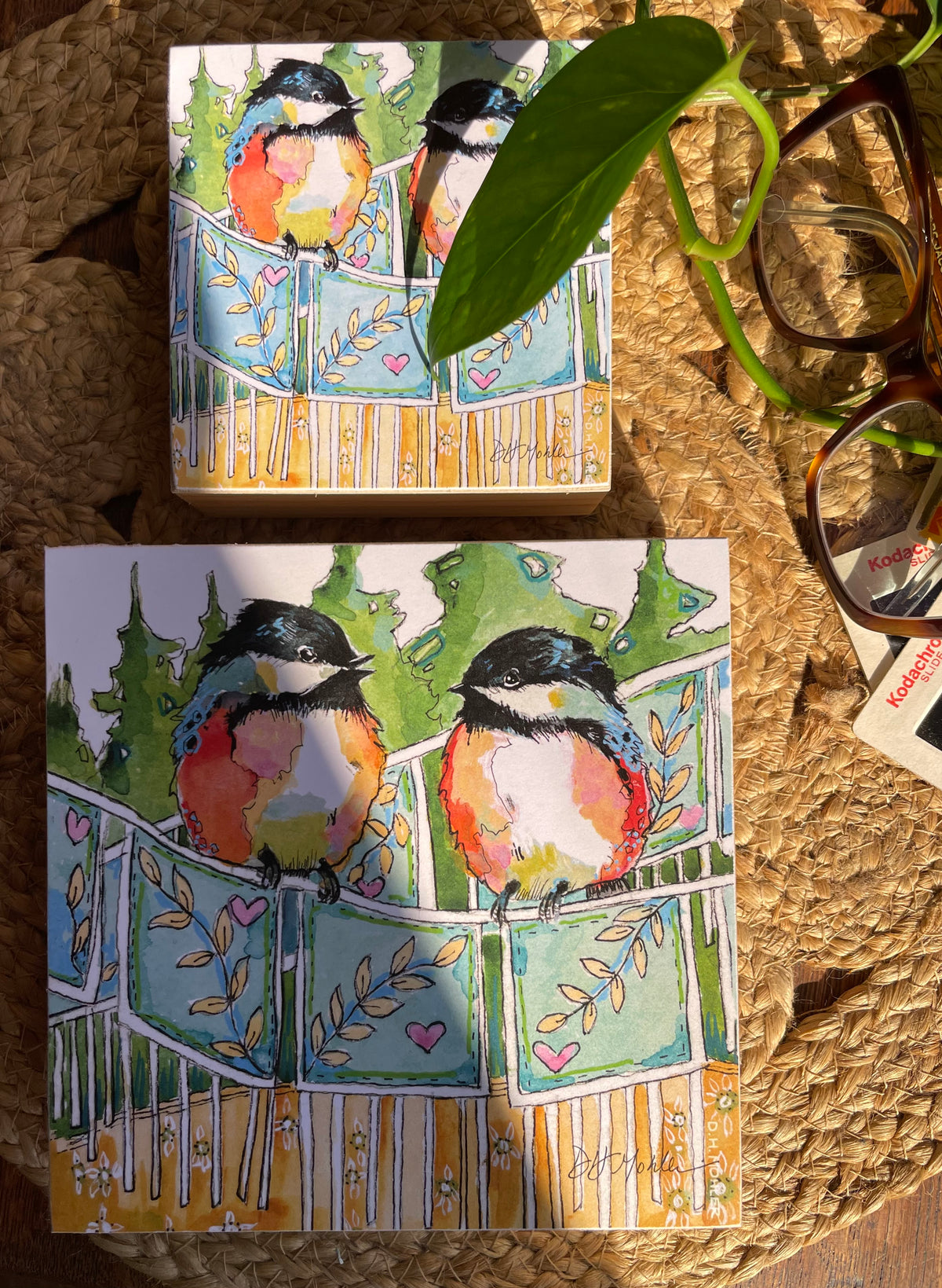 I'm Listening - Wood Block Print |  Chickadee Wall Art