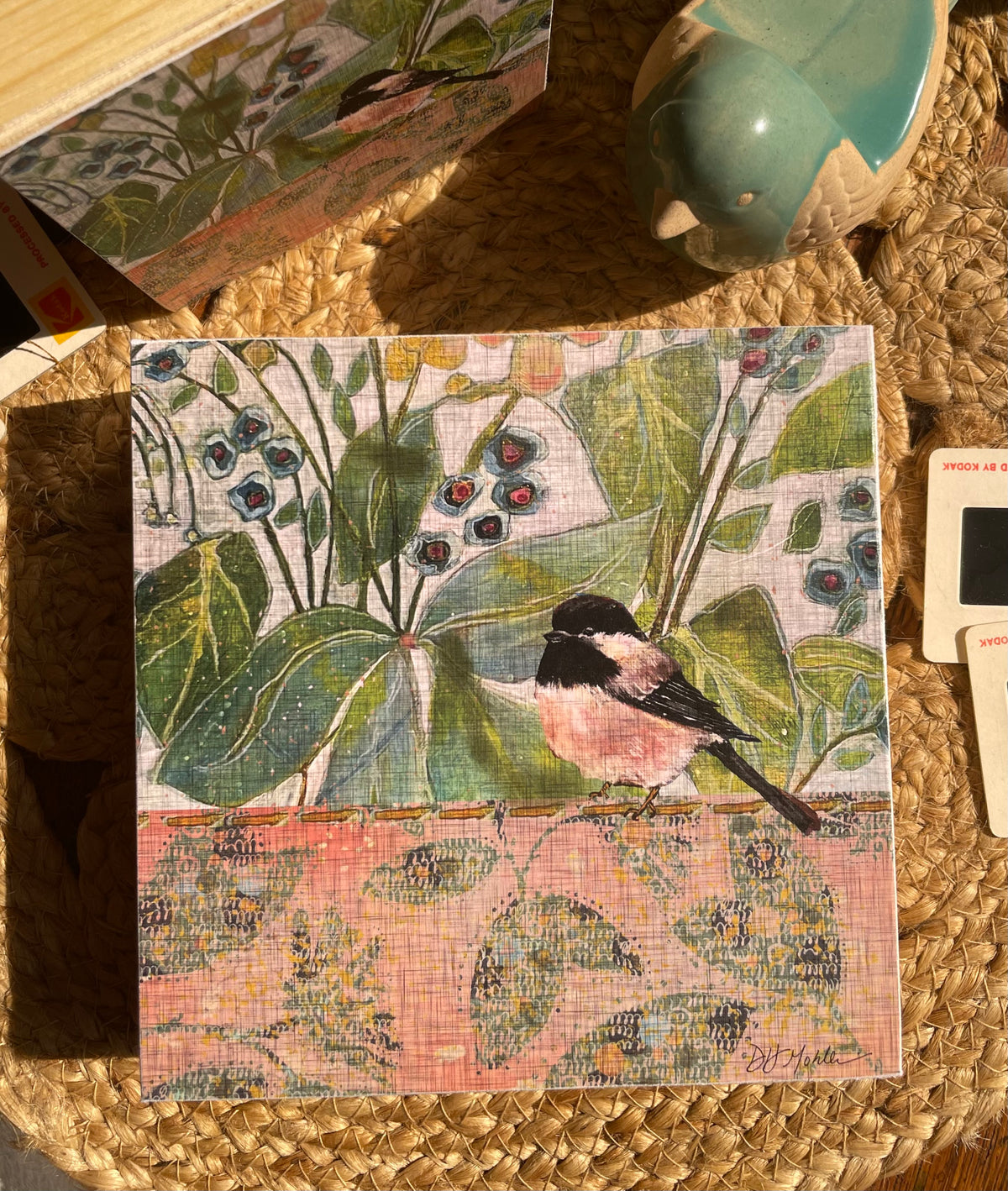 Chickadee Territory Wood Block Print | Chickadee Wall Art