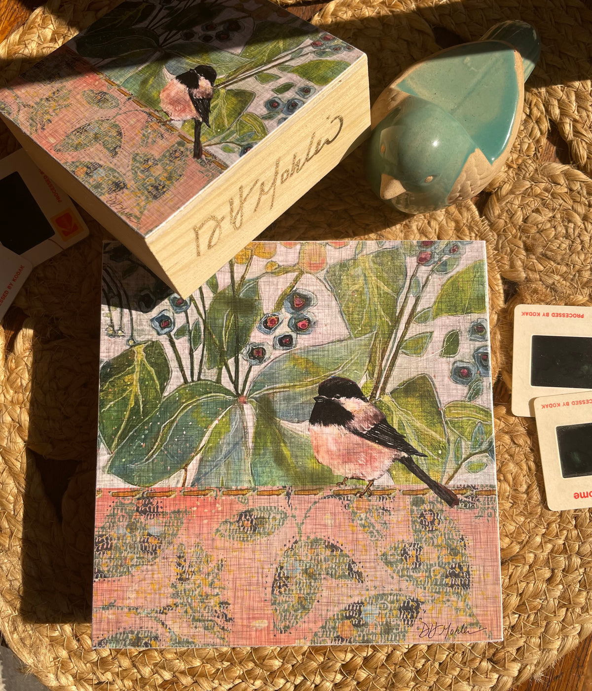 Chickadee Territory Wood Block Print | Chickadee Wall Art