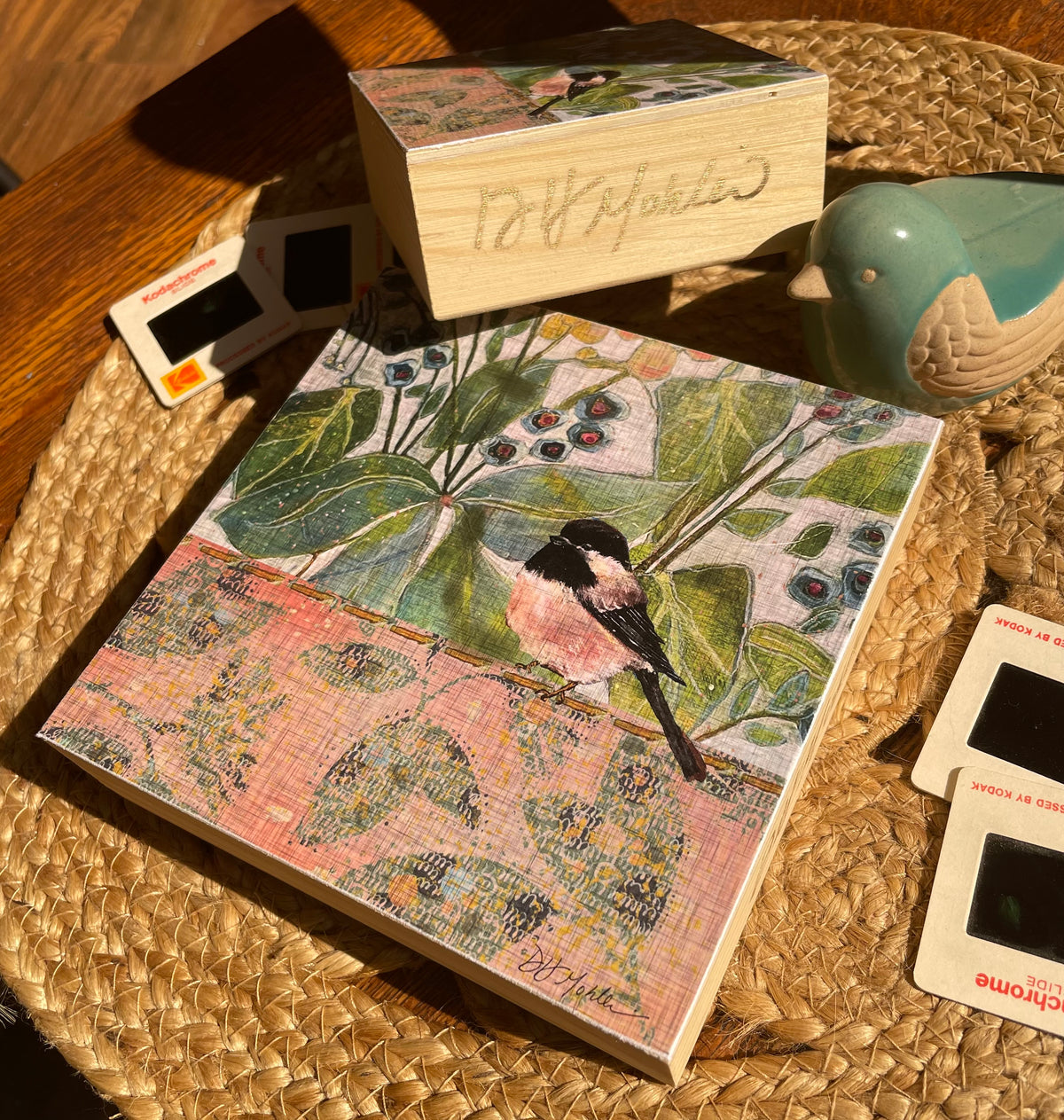 Chickadee Territory Wood Block Print | Chickadee Wall Art